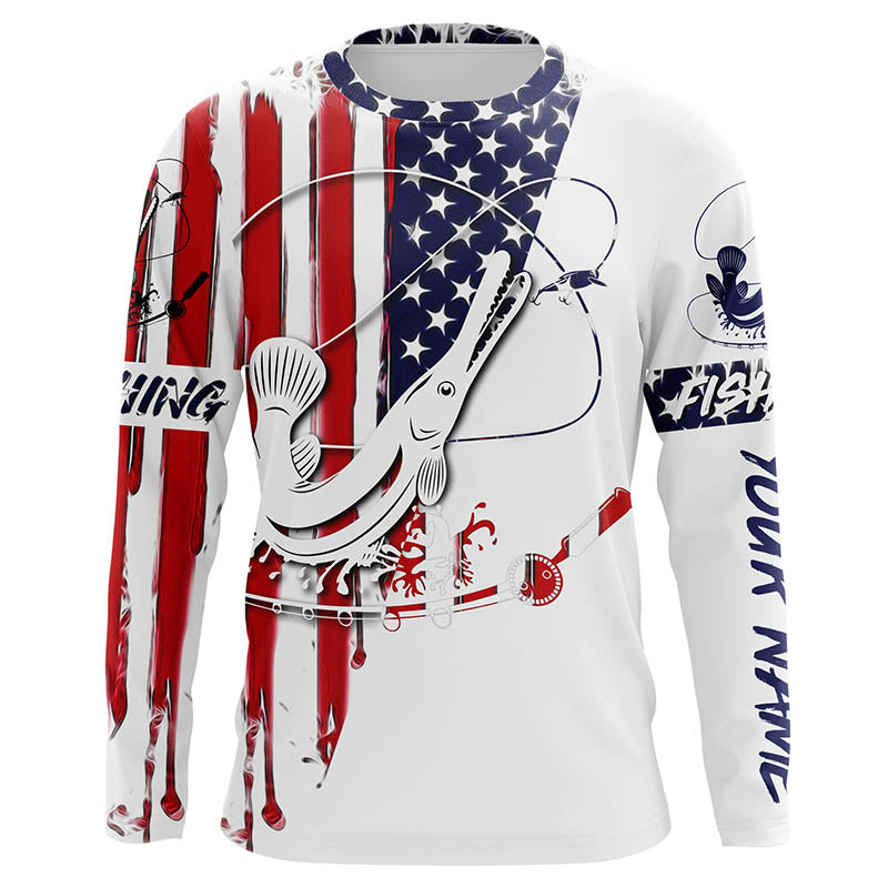 Alligator Gar Fishing Shirt American flag Gar fishing apparel, Personalized Patriotic fishing gifts FSD3362
