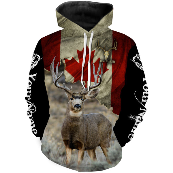Mule Deer Canada flag 3D all over print Shirts, Personalized hunting gifts for Men, Women and Kid FSD3177