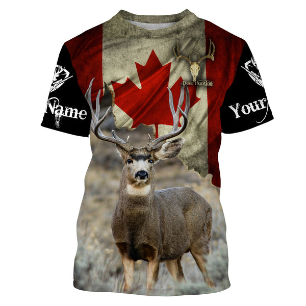 Mule Deer Canada flag 3D all over print Shirts, Personalized hunting gifts for Men, Women and Kid FSD3177