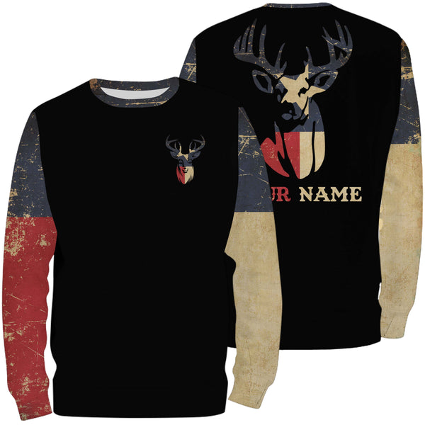Texas Deer Hunting TX flag custom name all over print shirts, personalized Deer hunting gifts FSD3186