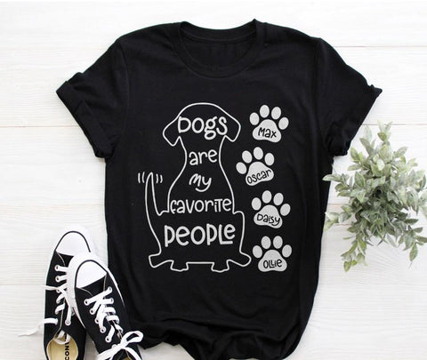 "Dogs are my favorite people" Custom Dog's Name Shirt for Dog lovers Standard Women's T-Shirt FSD2445D02