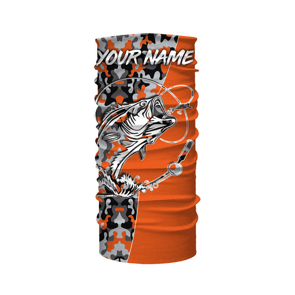 Bass Tattoo camo Orange Bass Fishing Custom Name UV Protection Shirts, Bass Fishing Jerseys - FSD3255