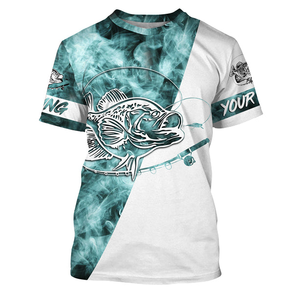 Crappie Fishing Blue Smoke 3D Custom Name Sun/UV Protection Shirts For Fisherman Personalized Fishing Gifts FSD2682
