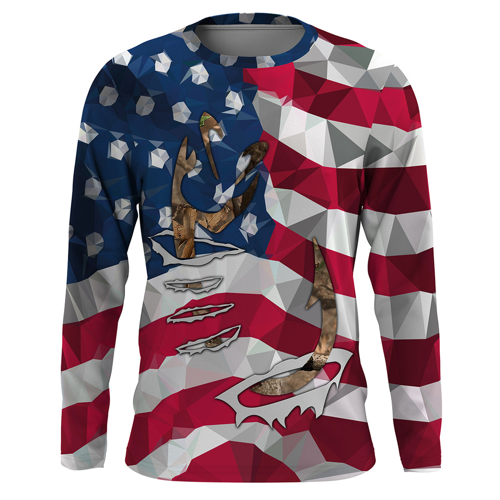 Patriotic Fishing shirt with American Flag and Fishing Hook 3D