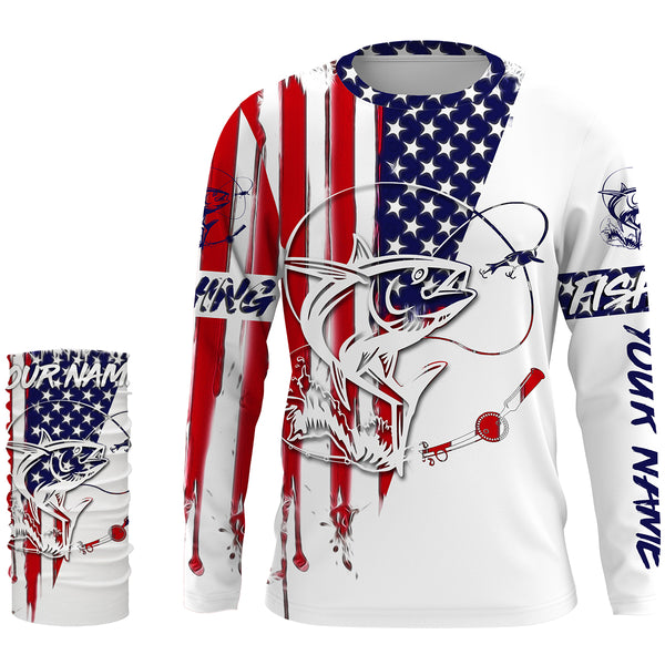 Fishing Shirt American Flag Tuna fishing Apparel for Adult and Kid, Personalized Patriotic fishing gifts FSD2578