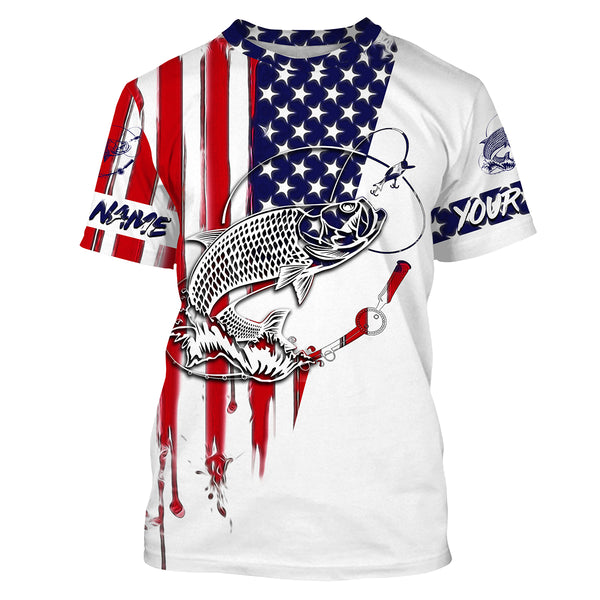 Fishing Shirt American Flag Tarpon fishing Apparel for Adult and Kid, Personalized Patriotic fishing gifts FSD2579