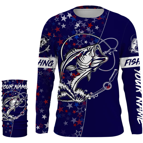 Largemouth Bass Fishing USA Independence Memorial 4th of July Fishing Shirts, Personalized Fishing Gift FSD2894