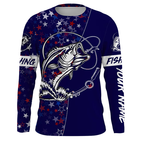 Largemouth Bass Fishing USA Independence Memorial 4th of July Fishing Shirts, Personalized Fishing Gift FSD2894