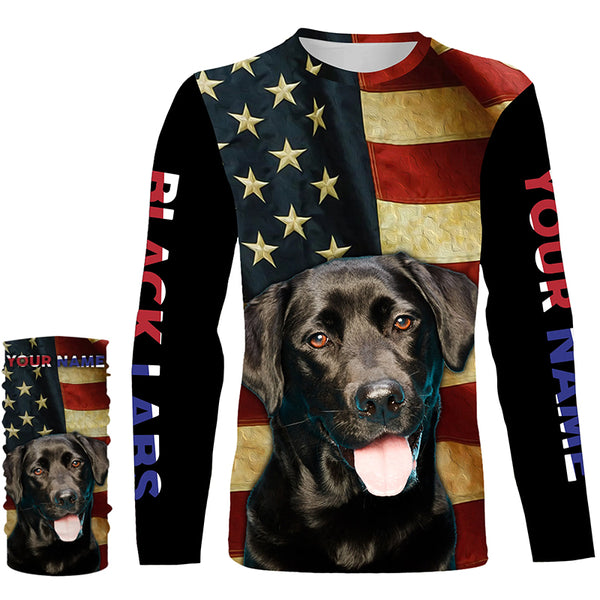 Labrador Retriever American flag Custom Name 3D all over print T-shirt Hoodie| USA Black Labs shirt FSD3635