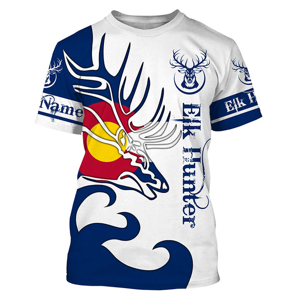 Colorado Elk Hunting CO Flag Customized Name 3D All Over Printed Shirts, Elk Hunting Gifts FSD3385