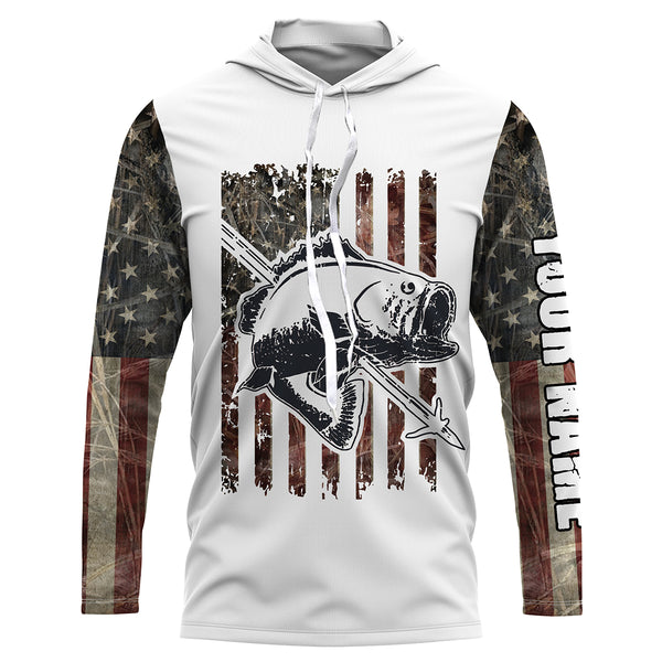 Bowfishing American USA Flag Camo Custom Name Sun/UV Protection 3D Shirts For Fisherman Personalized Fishing Gifts FSD2905