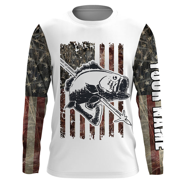 Bowfishing American USA Flag Camo Custom Name Sun/UV Protection 3D Shirts For Fisherman Personalized Fishing Gifts FSD2905