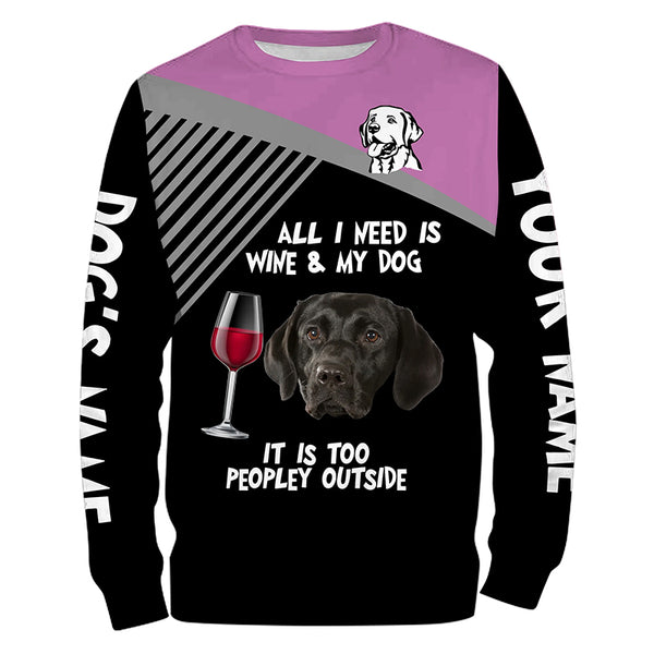 Funny Black Labrador customize Name 3D All over print Shirt, Hoodie, T-shirt Wine and Dog Funny Gifts FSD3641