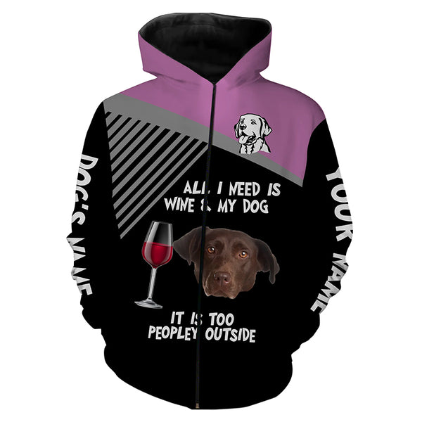 Funny Chocolate Labrador customize Name 3D All over print T-Shirt, Hoodie Wine and Dog Funny Gifts FSD3642