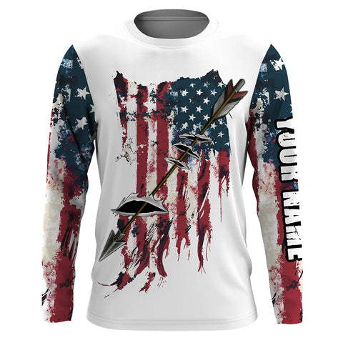 Archery Bowfishing American flag Patriotic custom name UV protection Shirt, Personalized gifts FSD3196