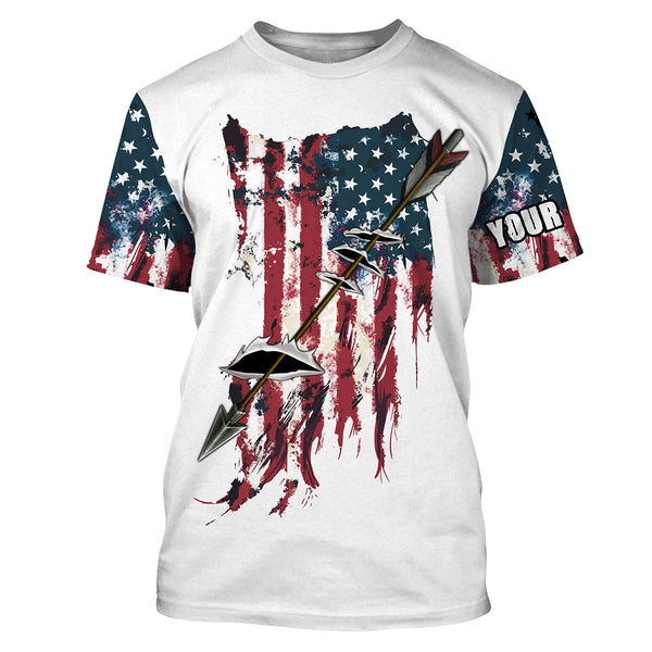 Archery Bowfishing American flag Patriotic custom name UV protection Shirt, Personalized gifts FSD3196