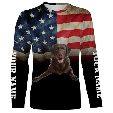 Chocolate Labrador Retriever American Flag 3D All Over Printed Shirts, Personalized Labs Lover Gifts For Men, Women FSD2598