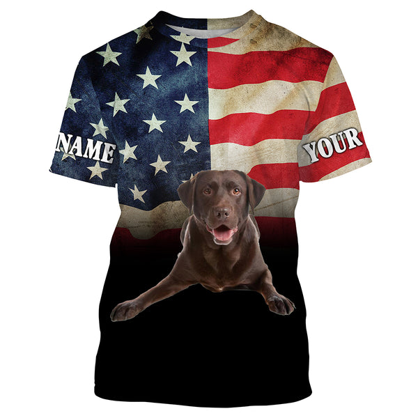 Chocolate Labrador Retriever American Flag 3D All Over Printed Shirts, Personalized Labs Lover Gifts For Men, Women FSD2598