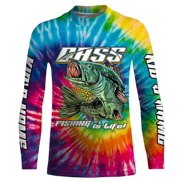 Personalized Bass Fishing Tie Dye 3D All over print Shirt, Personalized Fishing Clothes UPF30+ FSD3105