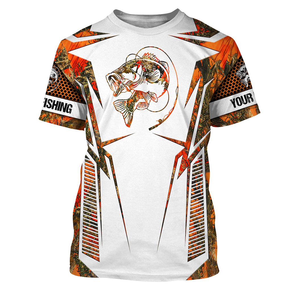 Bass Fishing Orange Camo Performance Fishing Shirt, Custom Fishing Jer –  Myfihu
