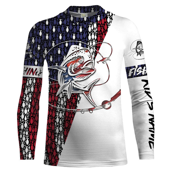 Mahi Mahi Fishing Patriotic American flag UV protection Shirts for Fisherman - Personalized fishing gifts on Christmas FSD2157
