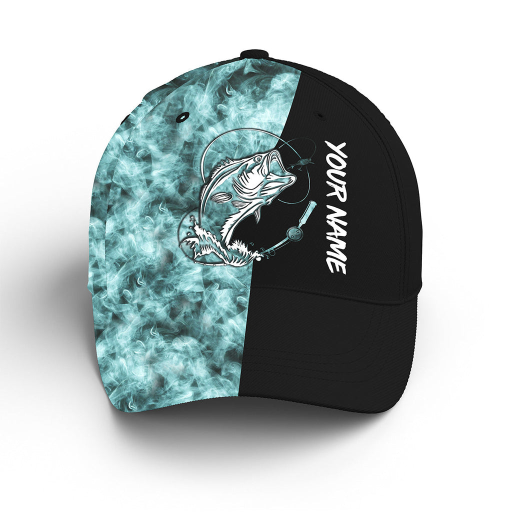Bass Fishing Blue Smoke Custom Name Fishing hat Adjustable Unisex Fish –  Myfihu