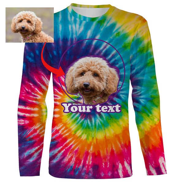 Custom Dog Face, Dog's Photo and Text Tie Dye 3D All over printed T-shirt, Hoodie - Personalized Gift for Dog Owner, Dog Lovers FSD2815