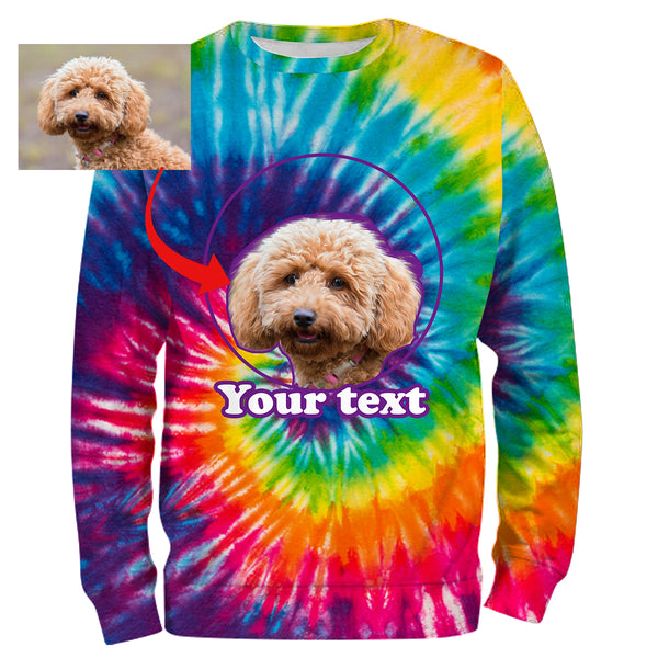 Custom Dog Face, Dog's Photo and Text Tie Dye 3D All over printed T-shirt, Hoodie - Personalized Gift for Dog Owner, Dog Lovers FSD2815