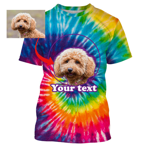 Custom Dog Face, Dog's Photo and Text Tie Dye 3D All over printed T-shirt, Hoodie - Personalized Gift for Dog Owner, Dog Lovers FSD2815