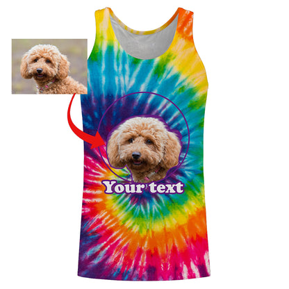 Custom Dog Face, Dog's Photo and Text Tie Dye 3D All over printed T-shirt, Hoodie - Personalized Gift for Dog Owner, Dog Lovers FSD2815