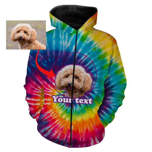 Custom Dog Face, Dog's Photo and Text Tie Dye 3D All over printed T-shirt, Hoodie - Personalized Gift for Dog Owner, Dog Lovers FSD2815