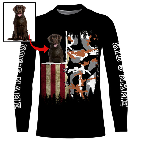 Custom Dog's Photo and Name American flag Camo Full printing Hoodie, T-shirt, Long Sleeve, Personalized Gifts FSD2827