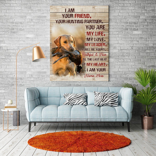 Personalized Dog Canvas| Hunting Partner custom Dog's image and Name Canvas| Gift for bird Hunters FSD3878