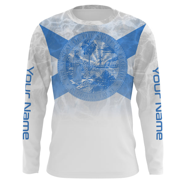 Florida Flag Performance Fishing Shirts, Personalized FL Fishing UV Protection Apparel, Fisherman Fishing Jerseys FSD2676