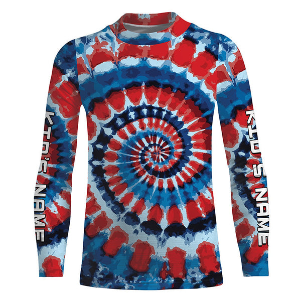 Spiral American flag Tie Dye Custom Shirt, Performance long sleeve UV protection Fishing shirt FSD3366