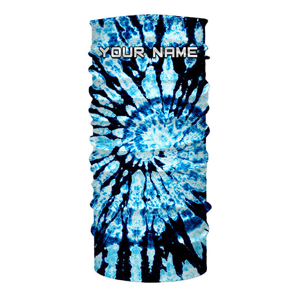 Custom spiral black and blue Tie Dye long sleeve Shirts, Performance UV protection Fishing shirt FSD3367