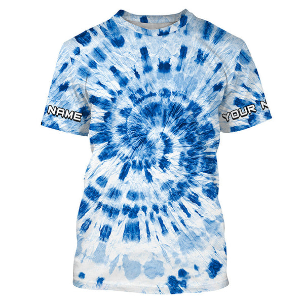 Custom blue Tie Dye long sleeve Shirts, Performance UV protection Fishing shirt FSD3368