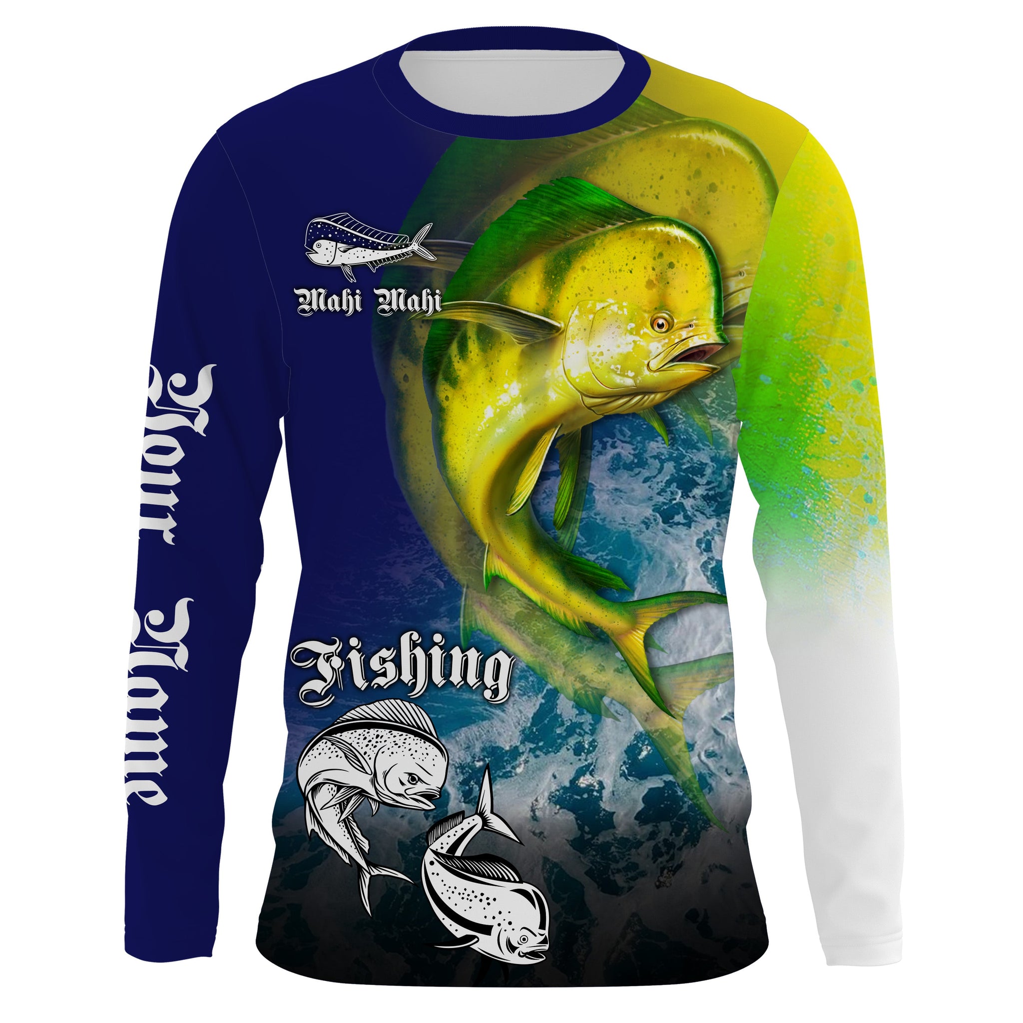 Dolphin fish mahi mahi Fishing long sleeve, fishing T shirt UPF 30