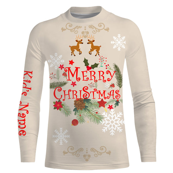 Merry Christmas custom name 3D All over print Sweatshirt, T-shirt, Long sleeves, Hoodie - Christmas gift shirt FSD586