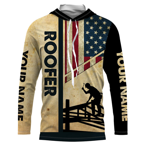 American flag Roofing custom Name UV Protection Shirts for Roofing Contractors, Roofing Expert FSD4057