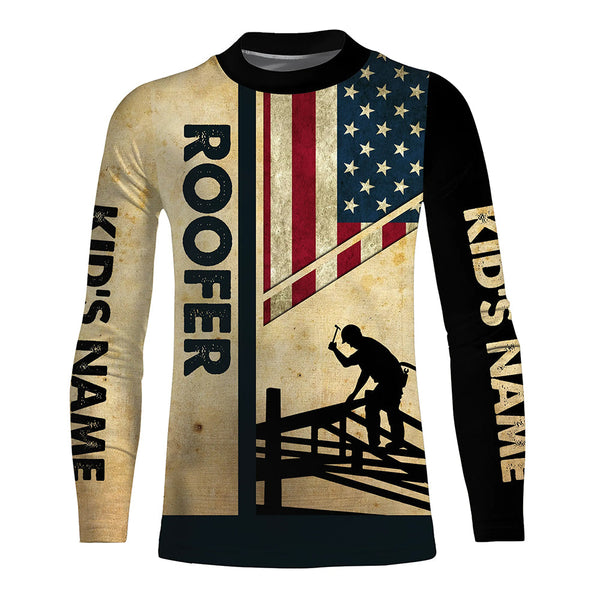 American flag Roofing custom Name UV Protection Shirts for Roofing Contractors, Roofing Expert FSD4057