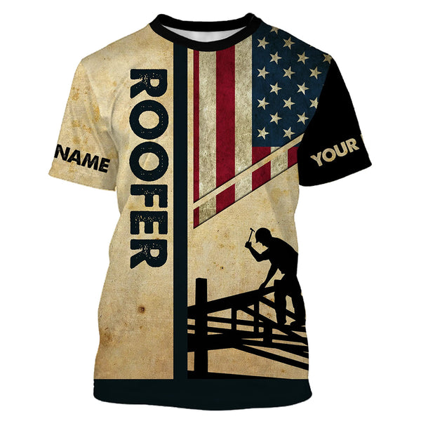 American flag Roofing custom Name UV Protection Shirts for Roofing Contractors, Roofing Expert FSD4057