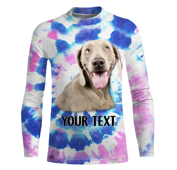 Colorful Tye Dye Spiral with Dog's Face, Custom Dog's Photo and Text 3D All Over Printed Shirt, Personalized Gift FSD2529