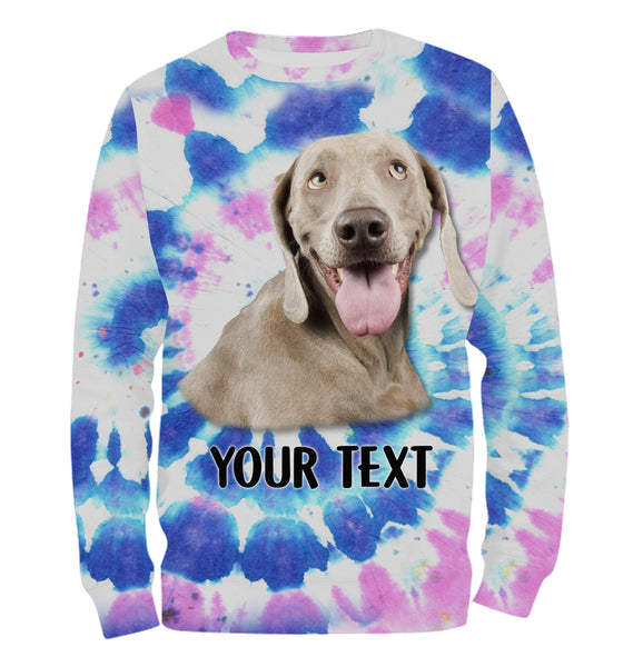 Colorful Tye Dye Spiral with Dog's Face, Custom Dog's Photo and Text 3D All Over Printed Shirt, Personalized Gift FSD2529