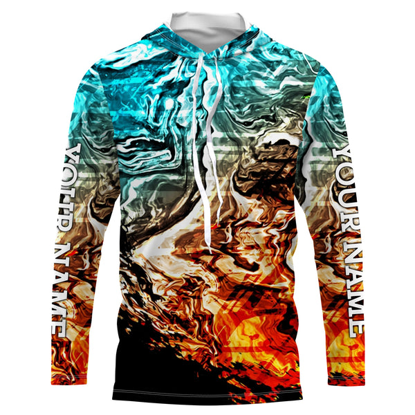 Custom Colorful Camo Long sleeve Fishing Shirts UV Protection, Men's Fishing apparel, Personalized gift FSD3250