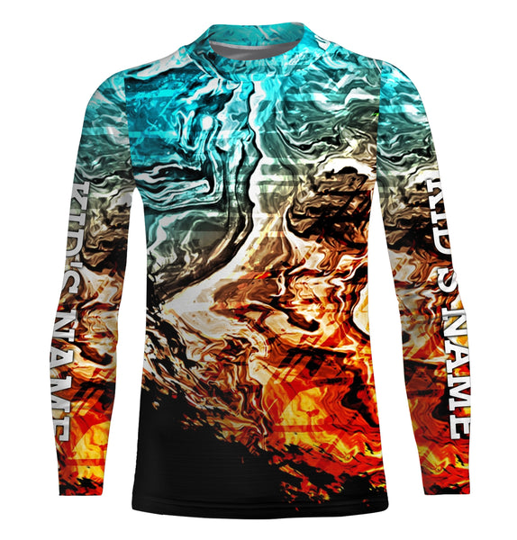 Custom Colorful Camo Long sleeve Fishing Shirts UV Protection, Men's Fishing apparel, Personalized gift FSD3250