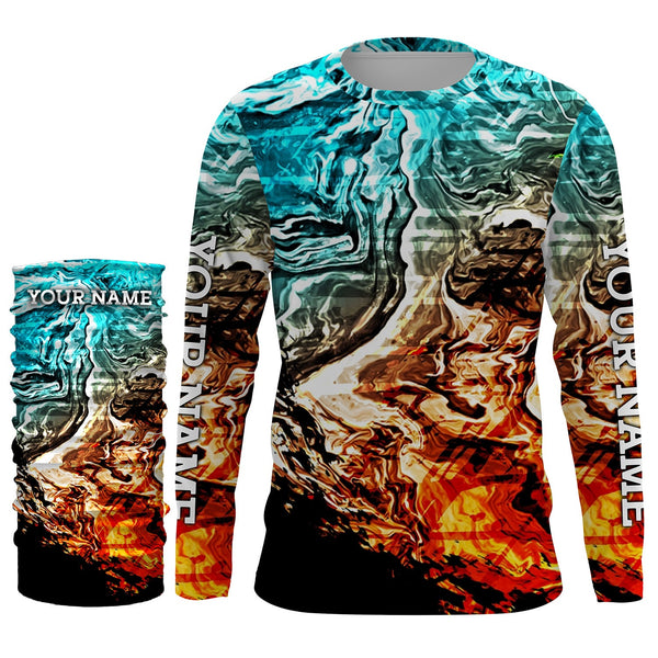 Custom Colorful Camo Long sleeve Fishing Shirts UV Protection, Men's Fishing apparel, Personalized gift FSD3250