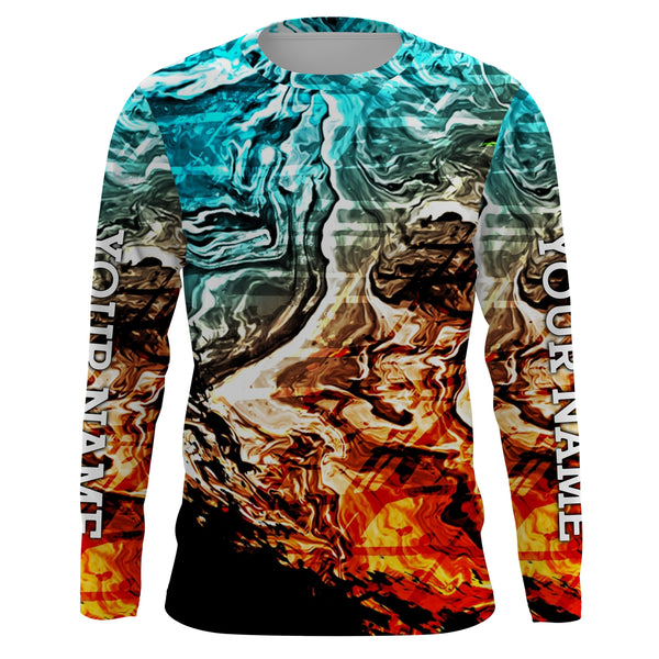 Custom Colorful Camo Long sleeve Fishing Shirts UV Protection, Men's Fishing apparel, Personalized gift FSD3250