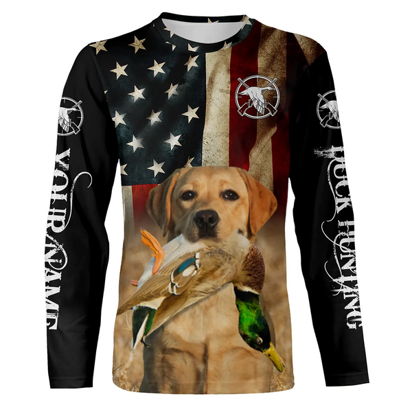 Personalized Labrador Retriever Duck Hunting Dogs American flag Shirts, yellow Labs Bird dog FSD3866