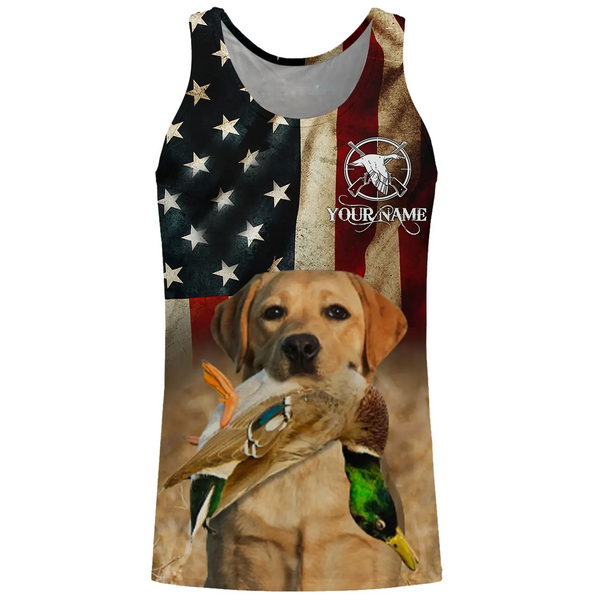 Personalized Labrador Retriever Duck Hunting Dogs American flag Shirts, yellow Labs Bird dog FSD3866